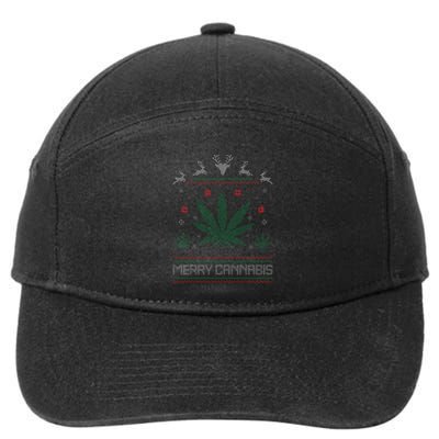 Merry Cannabis Marijuana Ugly Christmas Sweater Stoner 7-Panel Snapback Hat