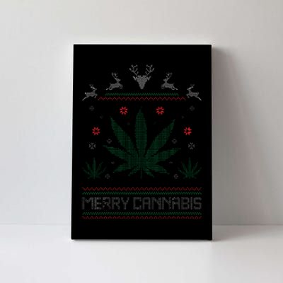 Merry Cannabis Marijuana Ugly Christmas Sweater Stoner Canvas