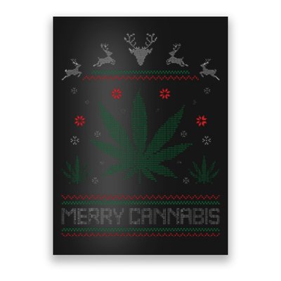 Merry Cannabis Marijuana Ugly Christmas Sweater Stoner Poster