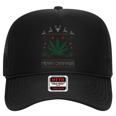Merry Cannabis Marijuana Ugly Christmas Sweater Stoner Trucker Hat