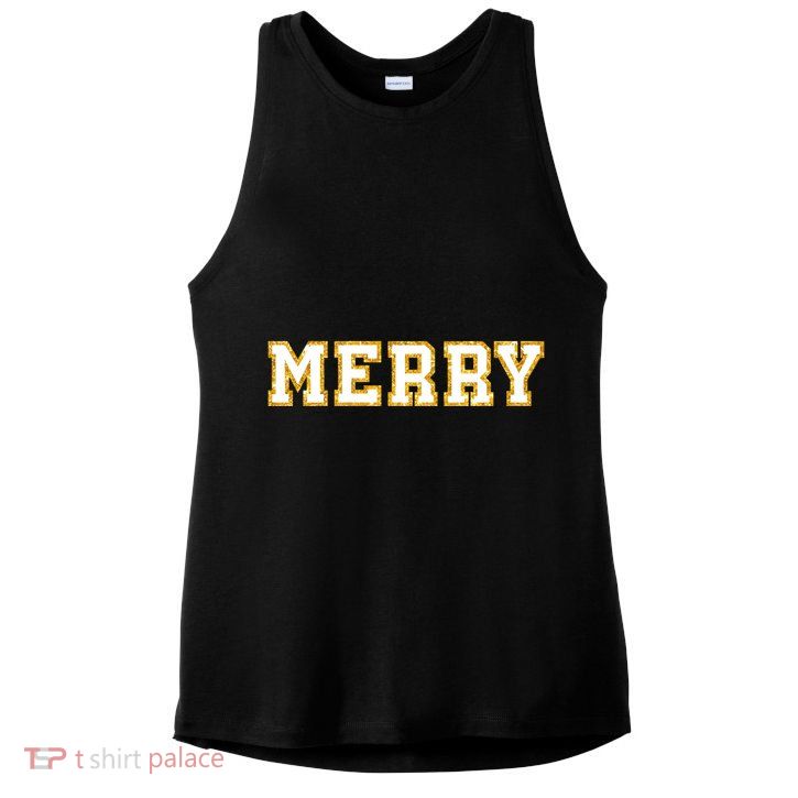Merry Christmas Ladies PosiCharge Tri-Blend Wicking Tank
