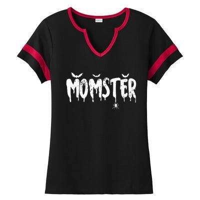 Momster Couple Matching Family Mom Dad Halloween Party Ladies Halftime Notch Neck Tee