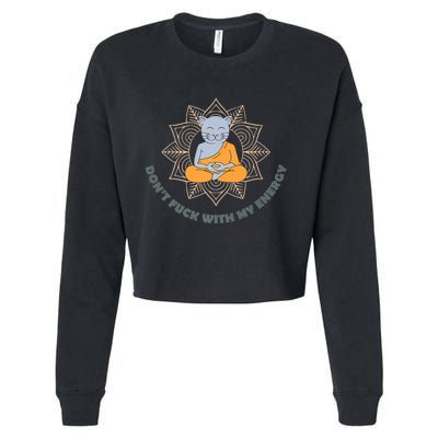 Meditating Cat Cropped Pullover Crew