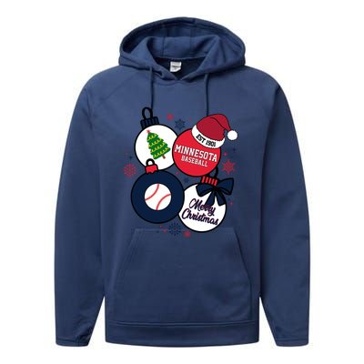 Merry Christmas Minnesota Baseball Est 1901 Performance Fleece Hoodie