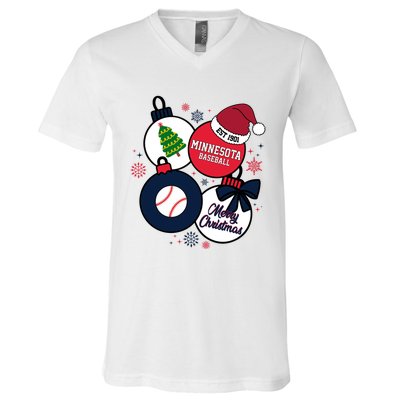 Merry Christmas Minnesota Baseball Est 1901 V-Neck T-Shirt