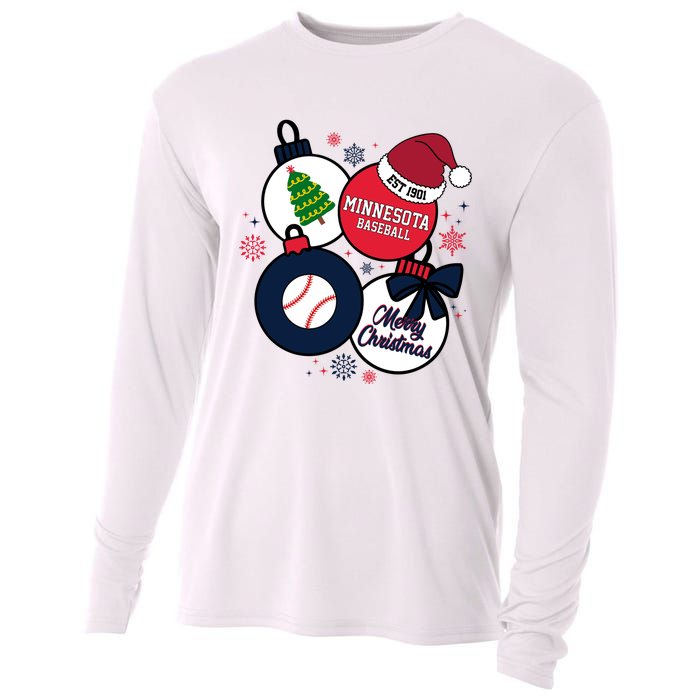 Merry Christmas Minnesota Baseball Est 1901 Cooling Performance Long Sleeve Crew