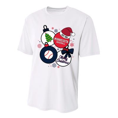 Merry Christmas Minnesota Baseball Est 1901 Performance Sprint T-Shirt