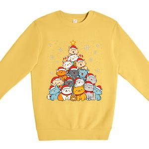 Merry Catmas Merry Christmas Tree Cat Lover Premium Crewneck Sweatshirt