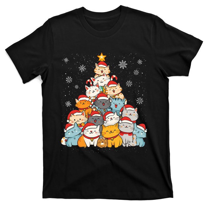 Merry Catmas Merry Christmas Tree Cat Lover T-Shirt