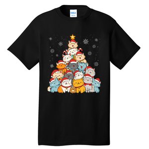 Merry Catmas Merry Christmas Tree Cat Lover Tall T-Shirt