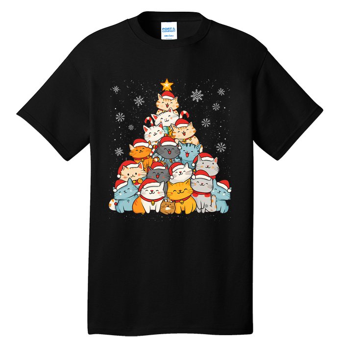 Merry Catmas Merry Christmas Tree Cat Lover Tall T-Shirt