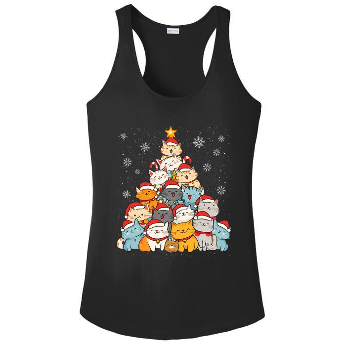 Merry Catmas Merry Christmas Tree Cat Lover Ladies PosiCharge Competitor Racerback Tank