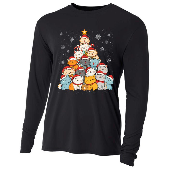 Merry Catmas Merry Christmas Tree Cat Lover Cooling Performance Long Sleeve Crew