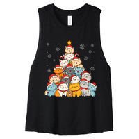 Merry Catmas Merry Christmas Tree Cat Lover Women's Racerback Cropped Tank