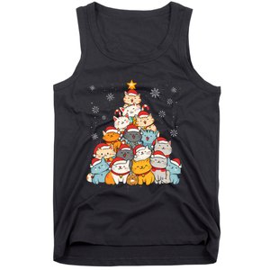 Merry Catmas Merry Christmas Tree Cat Lover Tank Top