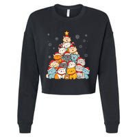 Merry Catmas Merry Christmas Tree Cat Lover Cropped Pullover Crew