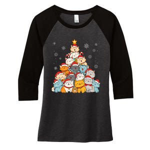 Merry Catmas Merry Christmas Tree Cat Lover Women's Tri-Blend 3/4-Sleeve Raglan Shirt