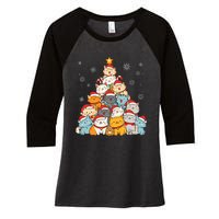 Merry Catmas Merry Christmas Tree Cat Lover Women's Tri-Blend 3/4-Sleeve Raglan Shirt