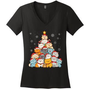 Merry Catmas Merry Christmas Tree Cat Lover Women's V-Neck T-Shirt