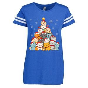 Merry Catmas Merry Christmas Tree Cat Lover Enza Ladies Jersey Football T-Shirt