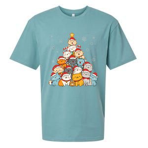 Merry Catmas Merry Christmas Tree Cat Lover Sueded Cloud Jersey T-Shirt