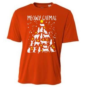 Merry Catmas Meow Christmas Tree Catmas Cat Christmas Xmas Cooling Performance Crew T-Shirt