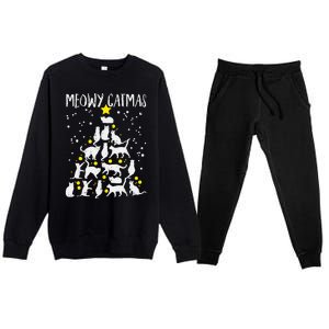 Merry Catmas Meow Christmas Tree Catmas Cat Christmas Xmas Premium Crewneck Sweatsuit Set