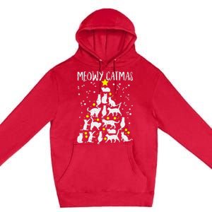 Merry Catmas Meow Christmas Tree Catmas Cat Christmas Xmas Premium Pullover Hoodie