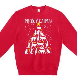 Merry Catmas Meow Christmas Tree Catmas Cat Christmas Xmas Premium Crewneck Sweatshirt