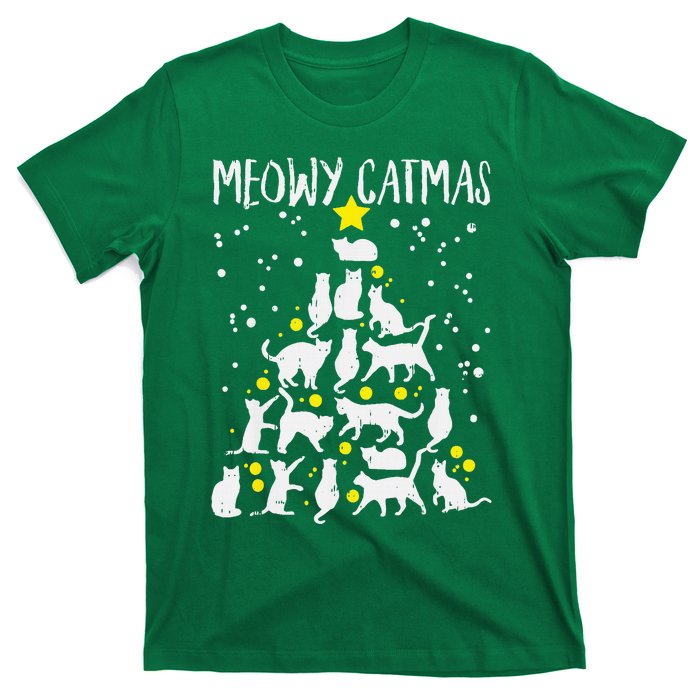 Merry Catmas Meow Christmas Tree Catmas Cat Christmas Xmas T-Shirt