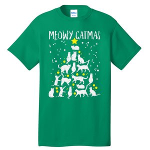 Merry Catmas Meow Christmas Tree Catmas Cat Christmas Xmas Tall T-Shirt