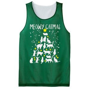 Merry Catmas Meow Christmas Tree Catmas Cat Christmas Xmas Mesh Reversible Basketball Jersey Tank