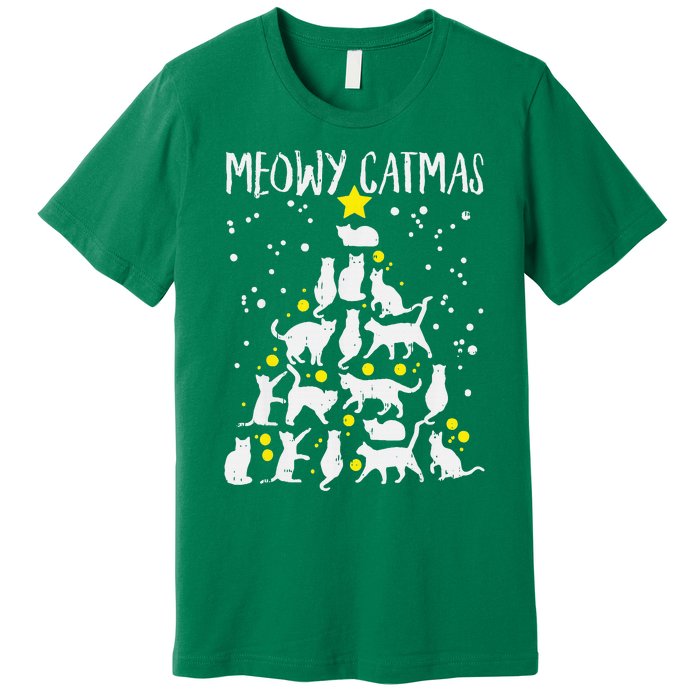 Merry Catmas Meow Christmas Tree Catmas Cat Christmas Xmas Premium T-Shirt