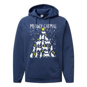 Merry Catmas Meow Christmas Tree Catmas Cat Christmas Xmas Performance Fleece Hoodie