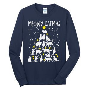 Merry Catmas Meow Christmas Tree Catmas Cat Christmas Xmas Tall Long Sleeve T-Shirt