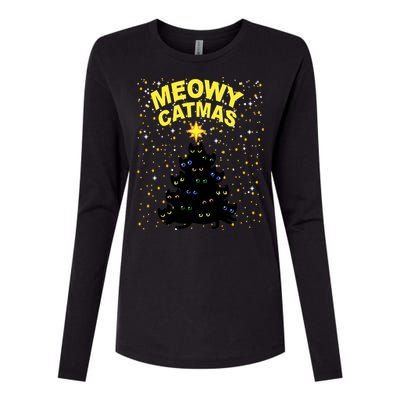 Meowy Christmas Womens Cotton Relaxed Long Sleeve T-Shirt