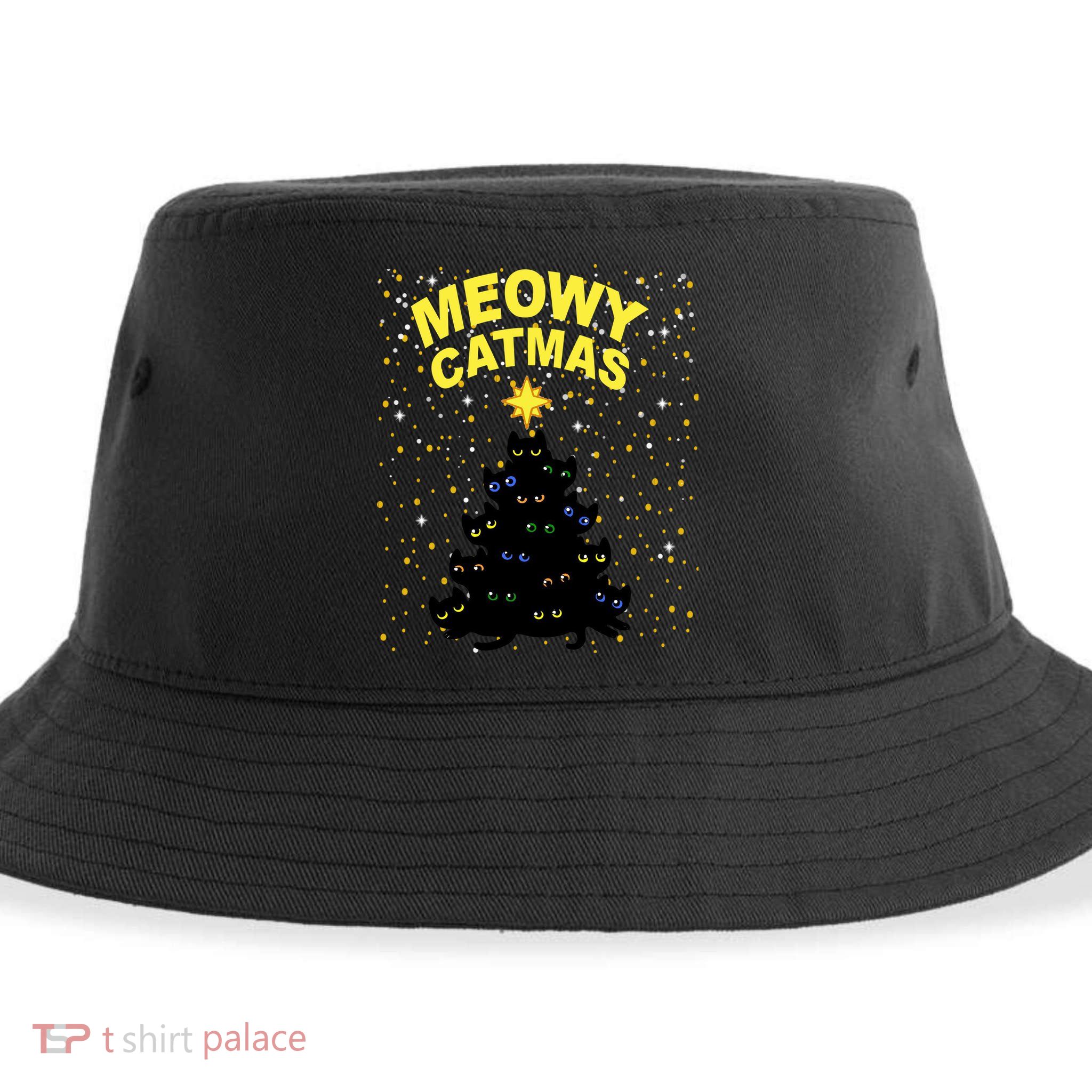 Meowy Christmas Sustainable Bucket Hat