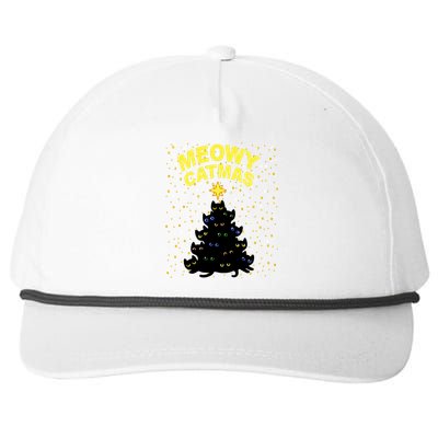 Meowy Christmas Snapback Five-Panel Rope Hat