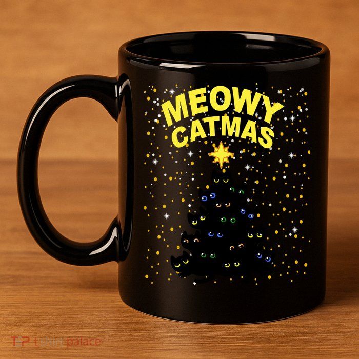 Meowy Christmas 11oz C Handle Ceramic Mug