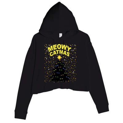 Meowy Christmas Crop Fleece Hoodie