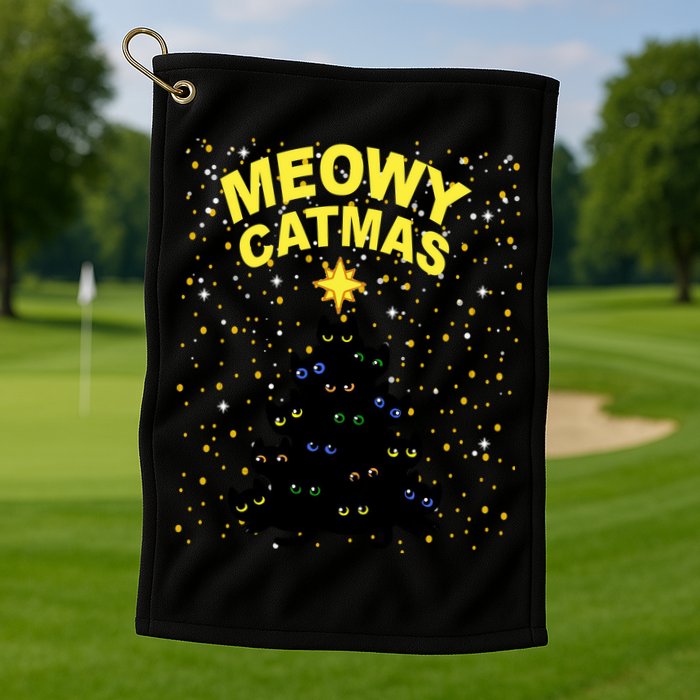 Meowy Christmas Golf Towel