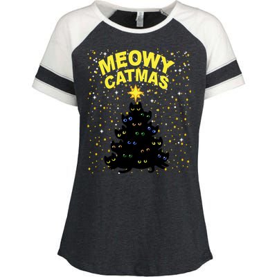 Meowy Christmas Enza Ladies Jersey Colorblock Tee