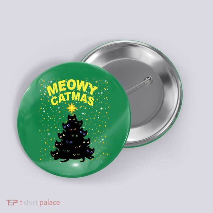 Meowy Christmas Button