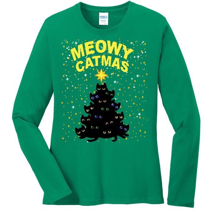 Meowy Christmas Ladies Long Sleeve Shirt