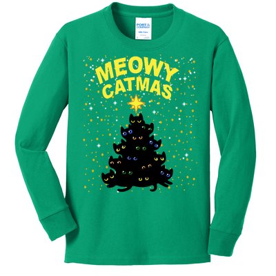 Meowy Christmas Kids Long Sleeve Shirt