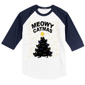 Meowy Christmas Baseball Sleeve Shirt