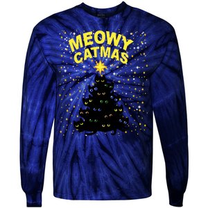 Meowy Christmas Tie-Dye Long Sleeve Shirt