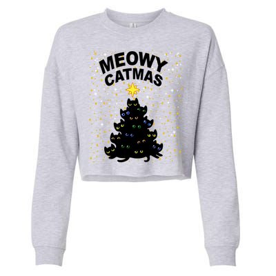 Meowy Christmas Cropped Pullover Crew