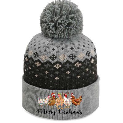 Merry Chickmas Merry Christmas Chicken Christmas Lights Long Sleeve The Baniff Cuffed Pom Beanie