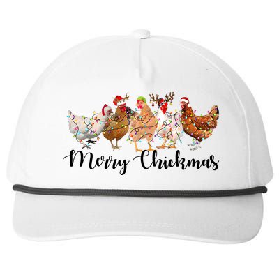 Merry Chickmas Merry Christmas Chicken Christmas Lights Long Sleeve Snapback Five-Panel Rope Hat